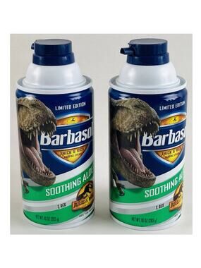 Set 2 Jurassic World Dominion Limited Edition Barbasol Shaving Cream Can T-REX